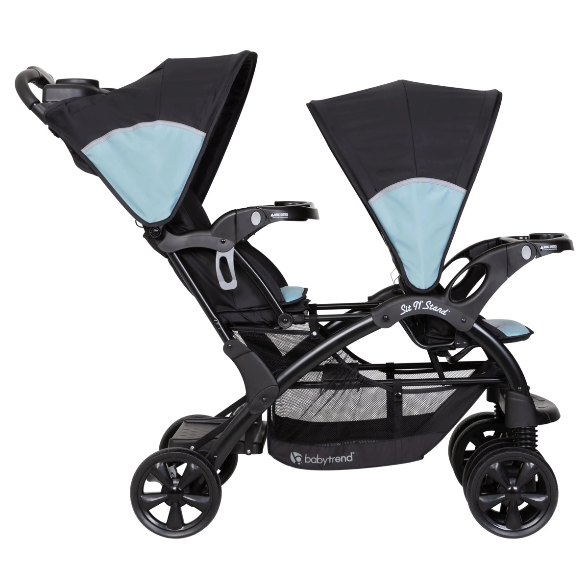 Official Baby Trend product-page photo of the Sit N' Stand Double Stroller in the Desert Blue colorway, model SS76E14A - manufacturer file SS76E14Aa.jpg (secondary gallery image) served on the product page for this exact model