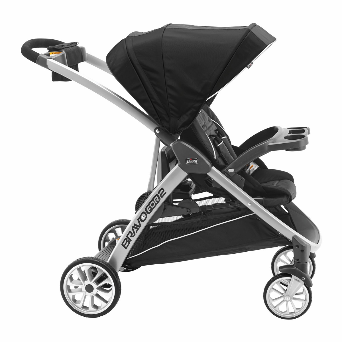 BravoFor2 double stroller in Iron, right side profile view
