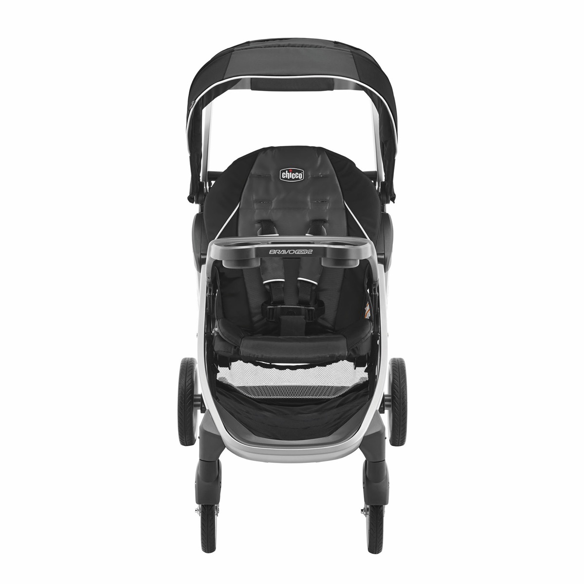 BravoFor2 double stroller in Iron, front view