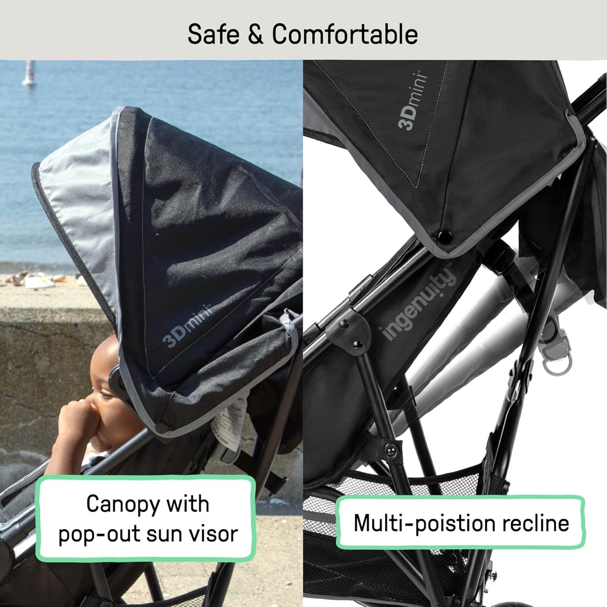 Summer by Ingenuity 3Dmini Convenience Stroller in Gray, lifestyle view from the Gray listing gallery