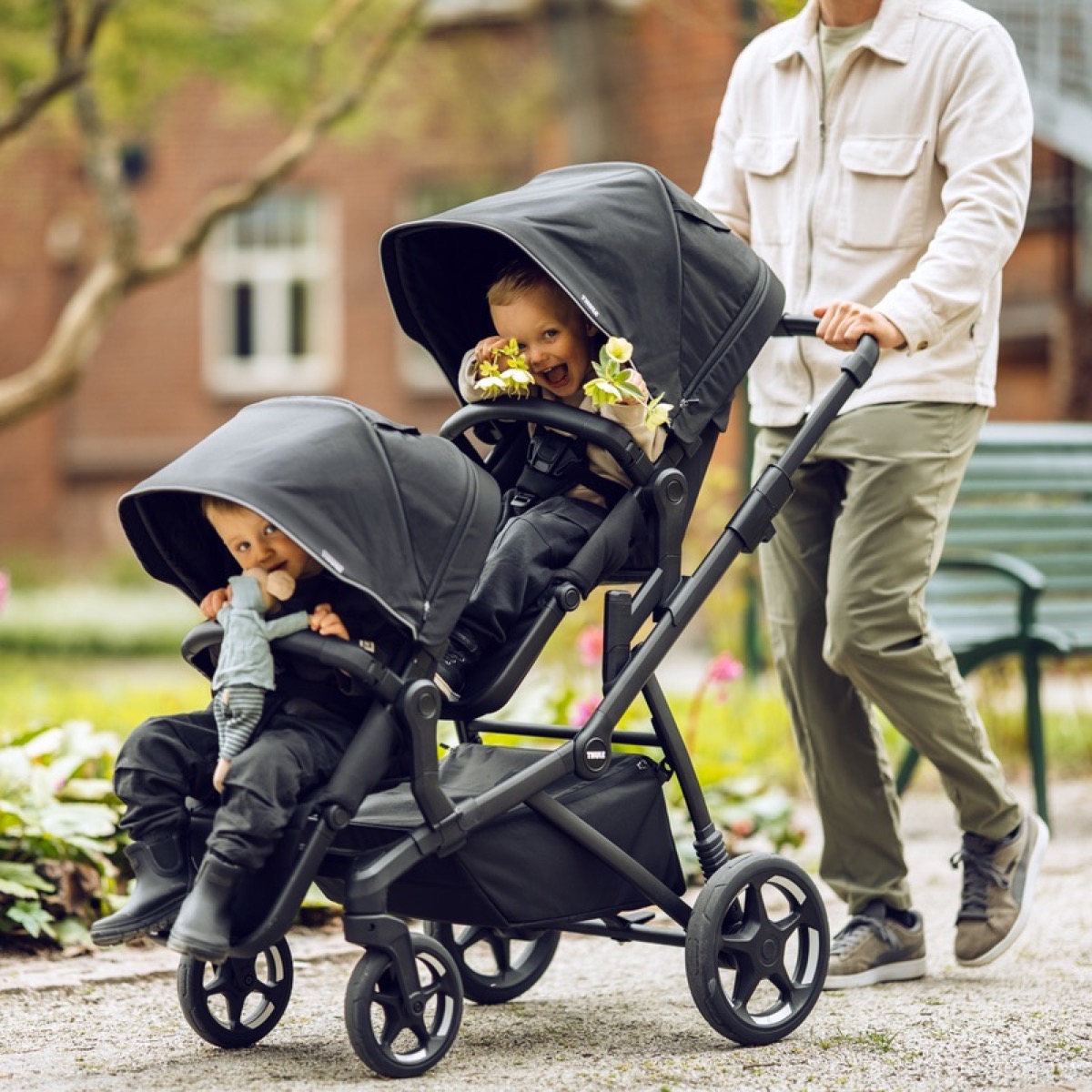 Thule Sleek 2 stroller in everyday use, lifestyle scene